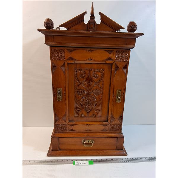 Behangerj Dutch Made Wooden Engraved Edwardian Style Cupboard - 16" x 10" x 28" - PICK UP ONLY