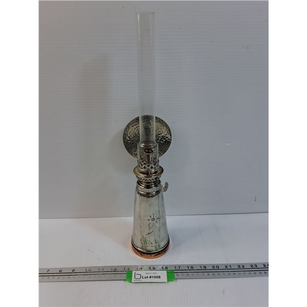 Sinard Oil Lamp Stainless Steel & Brass Lamp w/Wall Mount Holder - 18" Tall -  PICK UP