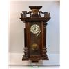 Image 1 : Antique Vienna Style Wall Clock Has Key - 16" x 33" x 7" - Some Wear, As Is - CANNOT SHIP