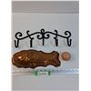 Image 1 : Metal Coat Hook - 16" x 5", Fish Cake Mold - 12" x 5" & Mini Golf Ball Marker