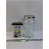 Image 1 : Mason Storage Glass Jar 11" Tall, Nellie's Laundry Nuggets Tin - 8" Tall