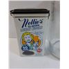 Image 2 : Mason Storage Glass Jar 11" Tall, Nellie's Laundry Nuggets Tin - 8" Tall
