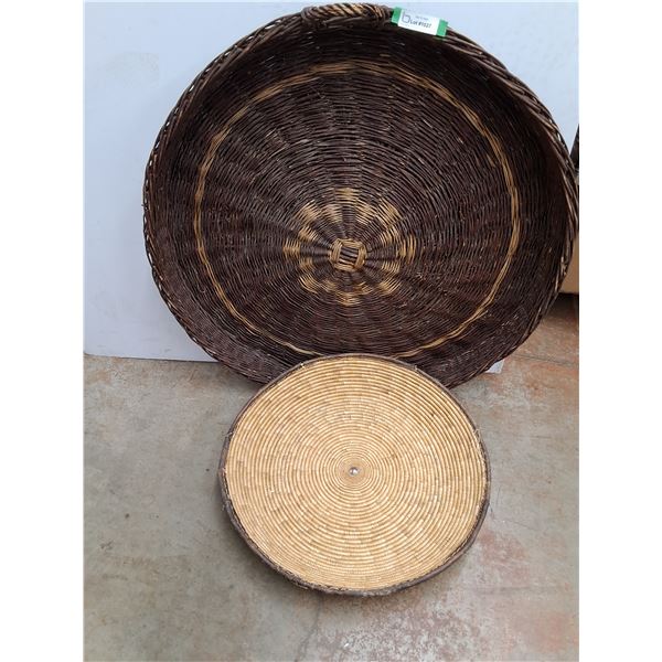 * (2) Extra Large Wicker Serving Baskets - 37" Diameter & 25" Diameter - PICK UP ONLY