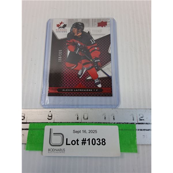 Alexis Lafreniere Numbered Canada Rookie Hockey Trading Card - CANNOT GUARANTEE AUTHENTICATION