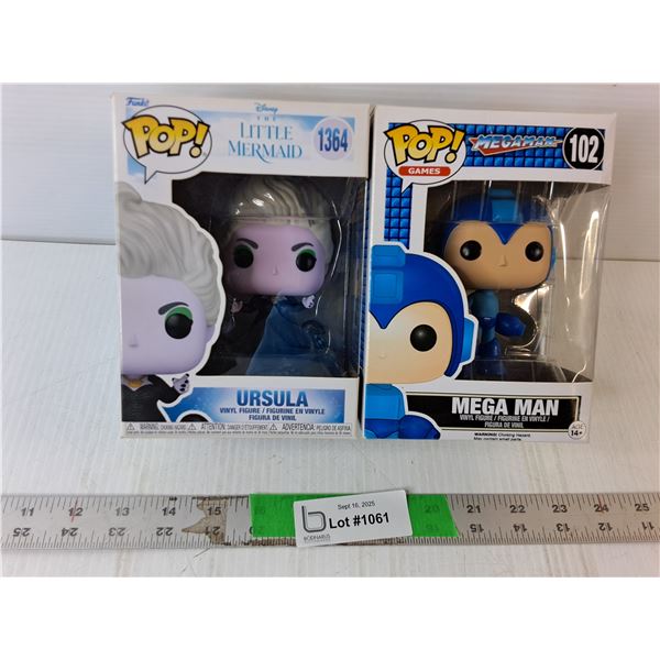 (2) Funko Pop Figurines- Ursula & Megaman- NIB