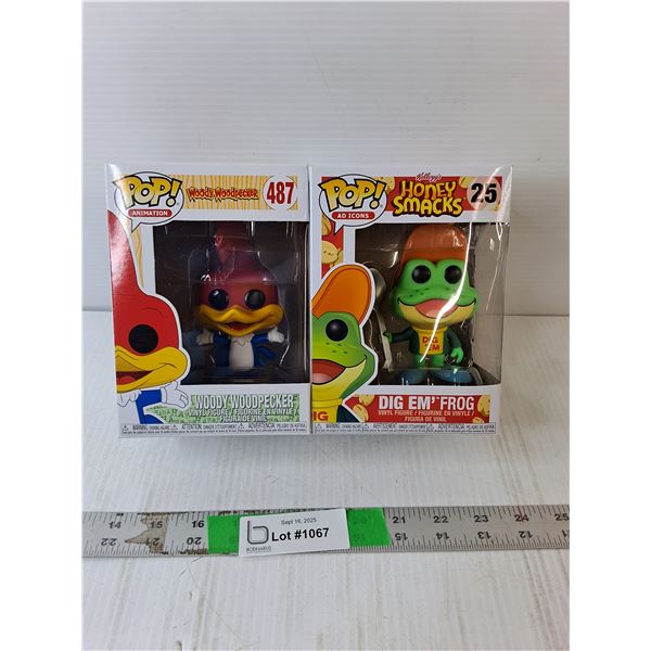 (2) Funko Pop Figurines- Woody Woodpecker & Dig Em' Frog- NIB