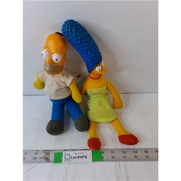 (2) Simpsons Stuffed Figurines- Homer & Marge Up to 14"