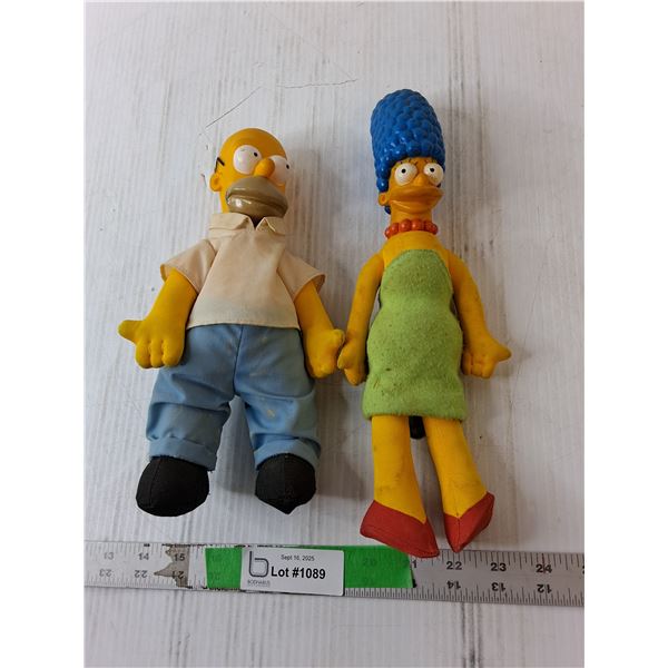 (2) The Simpsons Figurines- Homer & Marge Up to 12" Tall