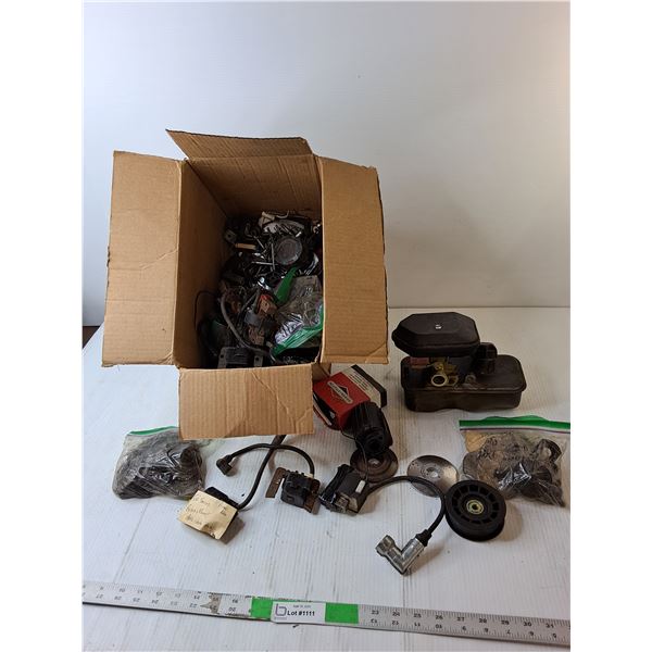 Carburetor/Fuel Tank Assembly, Flat Idler Pulley, Ignition Coil, Misc.