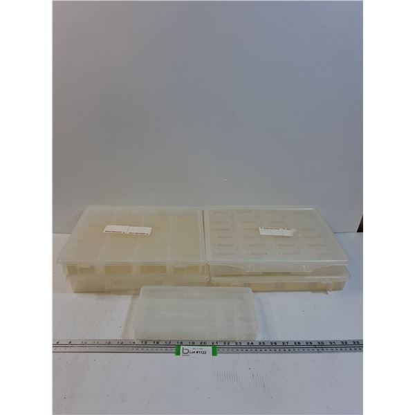 (5) Plastic Organizer Containers - 11" x 13" x 2" & 11" x 5" x 1.5"