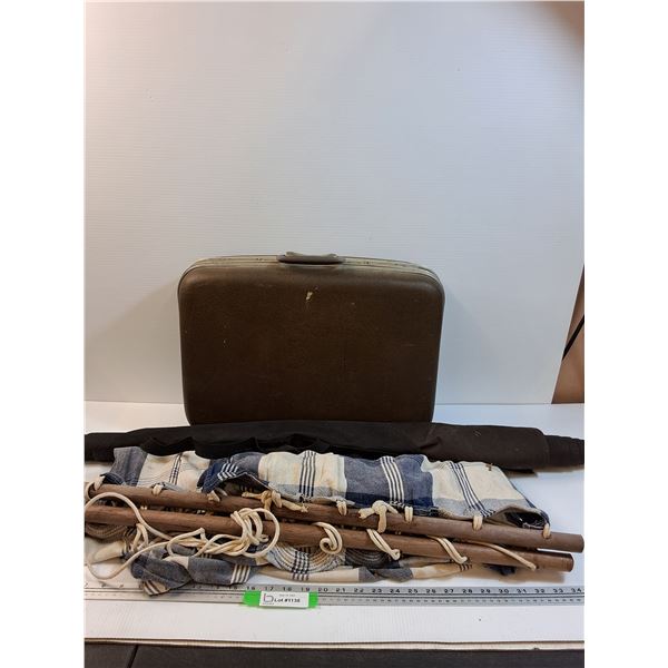 Vintage Suitcase (Some Wear), Plaid Hammock & Hammock Cover (Black) - PICK UP ONLY