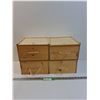 Image 1 : (4) Stackable Wooden Boxes w/Sliding Lid & Jute Handle - 9.5" x 6" x 9.5" Each