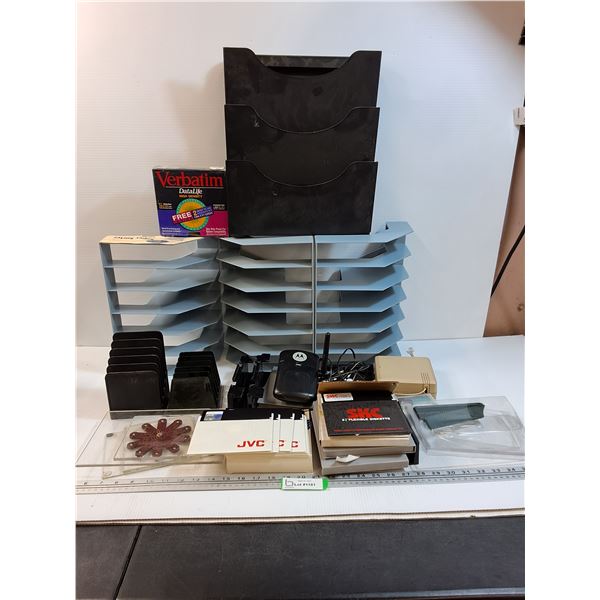 (5) Plastic Office Organizers, Various Floppy Discs, Misc - PICK UP