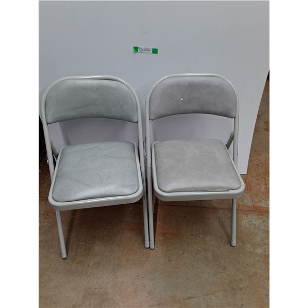 *(2) Padded Folding Metal Chairs- Some Paint Stains, Up to 39" Tall  -  PICK UP ONLY