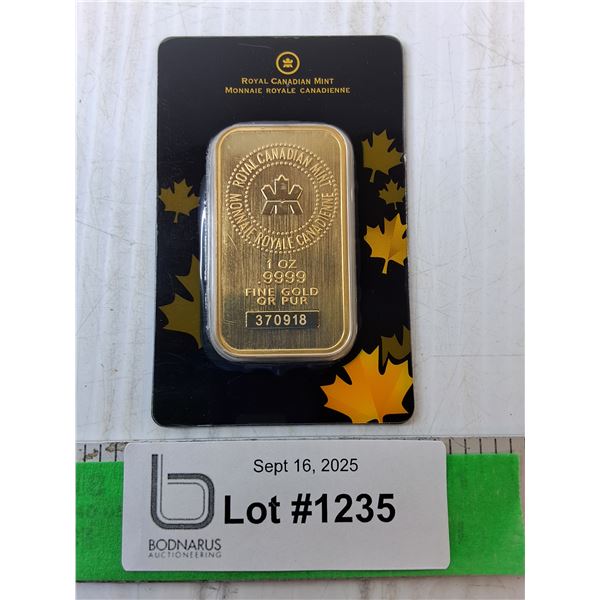 Royal Canadian Mint 1 oz. Gold Ingot, Cannot Authenticate