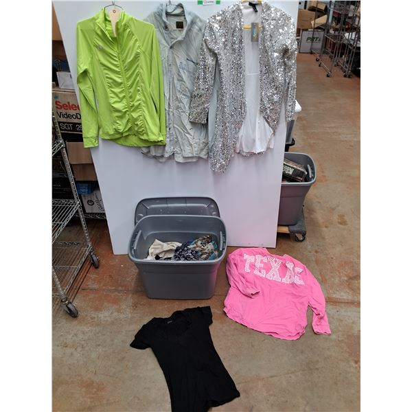 *Plastic Storage Tote with Lid 23" x 18" x 15", Various Clothes - Size S - L - Cannot Ship Tote