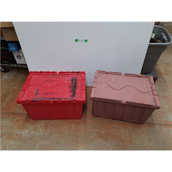 **(2)Plastic Storage Totes 22" x 15" x 13", Cannot Ship