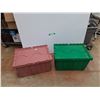 Image 1 : **(2) Plastic Storage Totes - 22" x 15" x 13", Cannot Ship