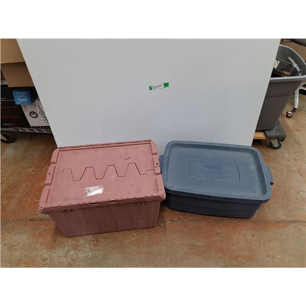 **(2)Plastic Storage Totes 22" x 15" x 13", Cannot Ship