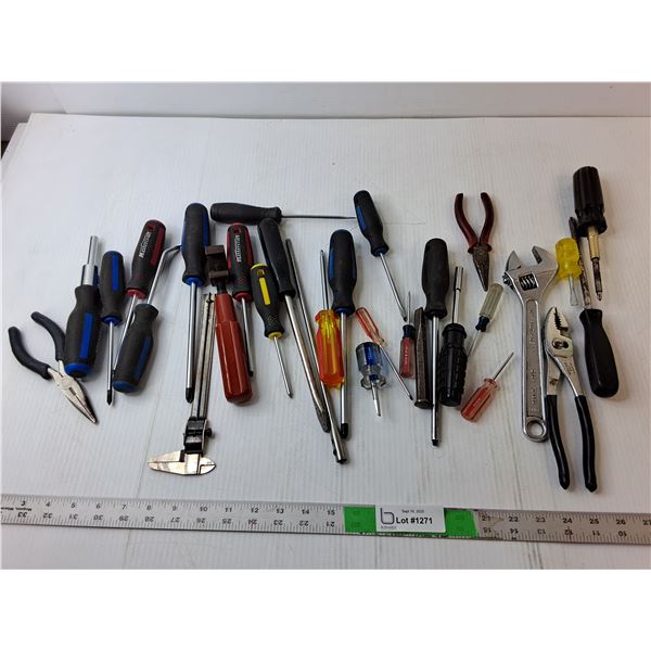 Miscellaneous Tool Lot- Screwdrivers, Pliers, Wrench