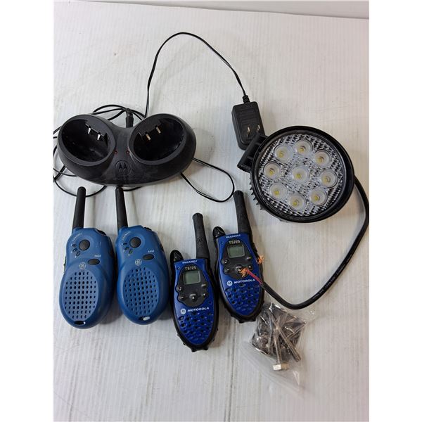 Night Rider Work Light- (4) Walkie Talkies & Charger- As Is, (2) MBX Eraser Wheels