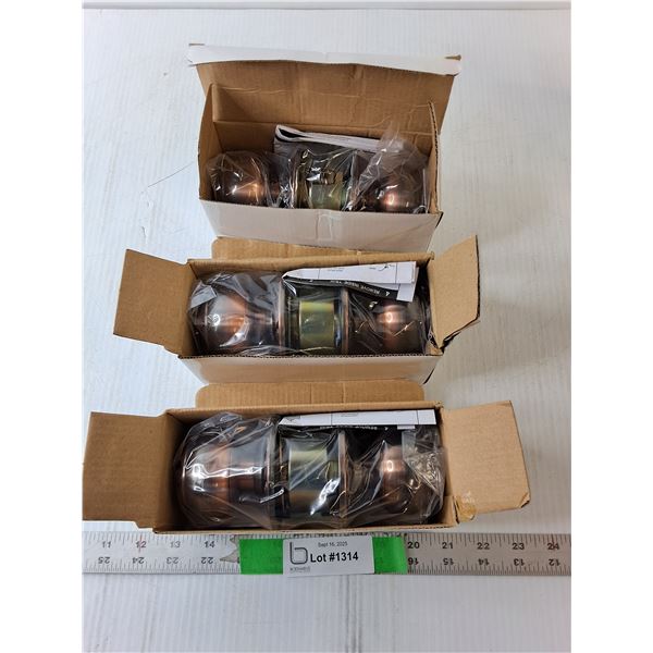 (3) Doorknob Sets- Appear New,  Some Boxes Water Damaged