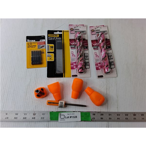 (2) Flashlights, Snap-off Blades, Multi Screwdrivers