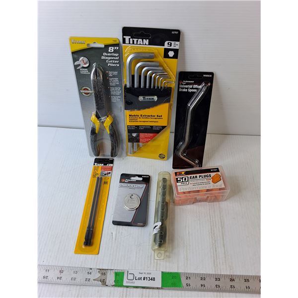 Metric Extractor Set, Diagonal Cutter Pliers, Ear Plugs, Misc.