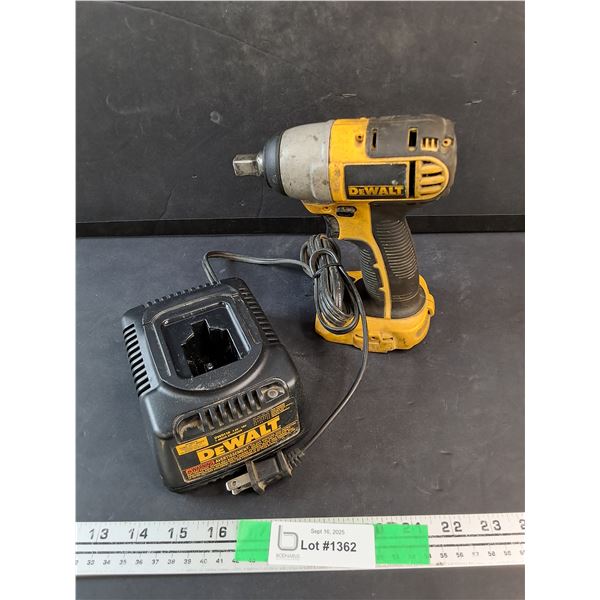 DeWalt 1/2"Cordless Impact Wrench, DeWalt 18V Charger, No Battery - As Is