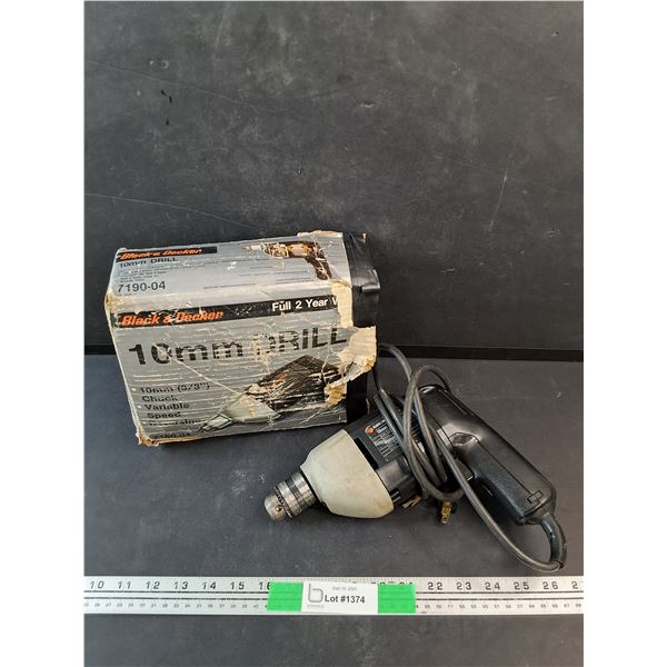 Black & Decker 10mm Electric Drill - Powers On, As Is