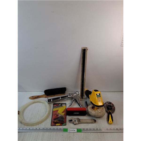 Battery Clip Power Adapter, Caulking Gun, ZipWrench, Shoe Brushes, 12V Car Polisher, Chisel Holder