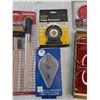 Image 3 : Wire Brush Set, Angle Protractor, Chalk Line, Torpedo Level, Reflectors