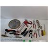 Image 1 : Tooth Saw Blade, Screwdrivers, Caulking Gun, Box Cutter, Vise Grips, Pliers, Ratchet Wrench