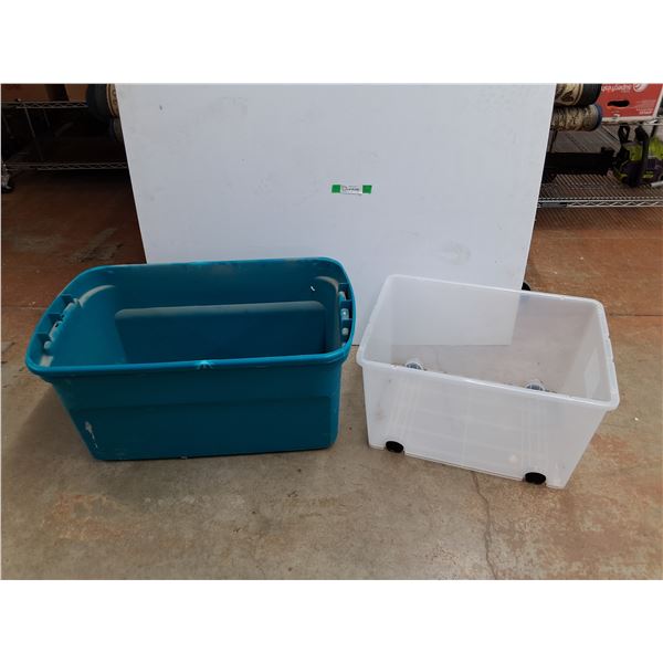 **(2) Plastic Storage Totes 32" x 19" x 15" - Cannot Ship