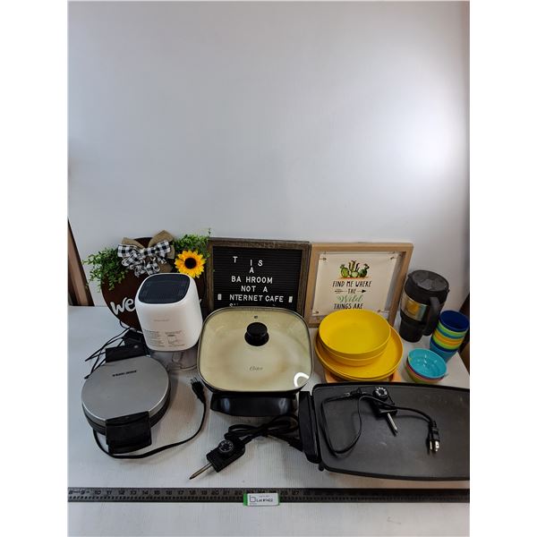 Assorted Counter Top Appliances, Plastic Plates, Wall Signs - PICK UP