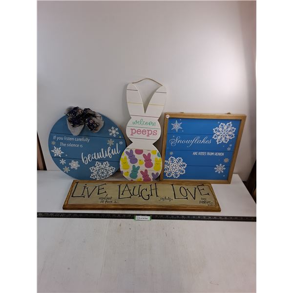 (4) Wooden Holiday/Thoughtful Decor - Largest 31x9" - PICK UP