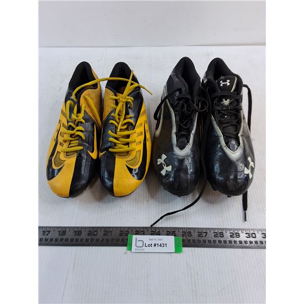 (2) Pairs of Cleated Sports Shoes (Under Armour Size 10 & Nike Size 9)