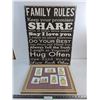 Image 1 : Canvas "Family Rules" Wall Art - 28" x 22", Framed Bulletin Board 19.5" x 15.5"