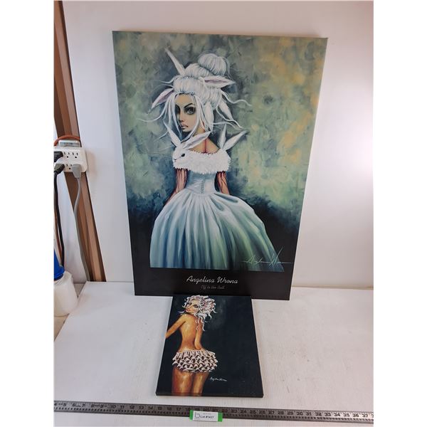 (2) Canvas Angelina Wrona Wall Art (24" x 36" & 12" x 16") - PICK UP ONLY