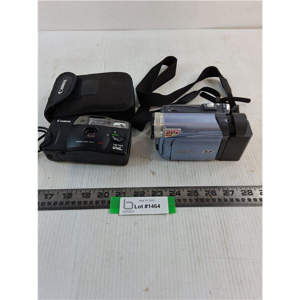 Canon Sure Shot Owl Camera with Tote, Panasonic Mini DV Digital Camcorder - Both Untested