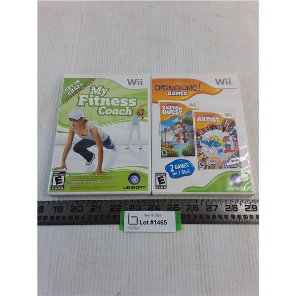 (2) Wii Video Games (Fitness Coach & Drawsome Games)