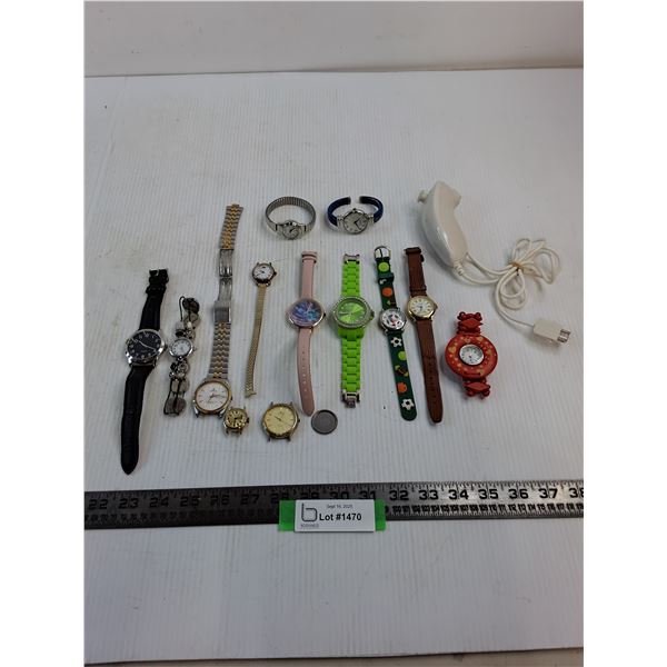 (13) Assorted Wrist Watches, Wii Nunchuk Controller