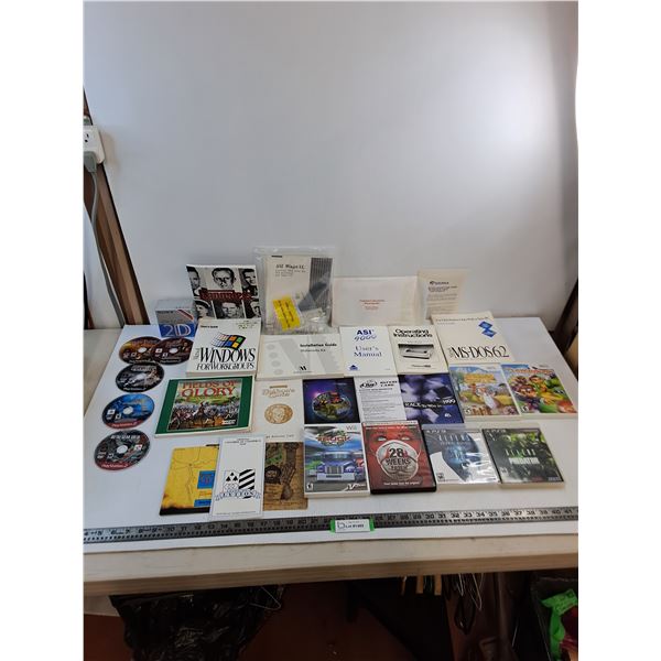 (11) DVD Video Games/Movie, Assorted Game/Program Manuals/Maps, Sony 3.5" Disks