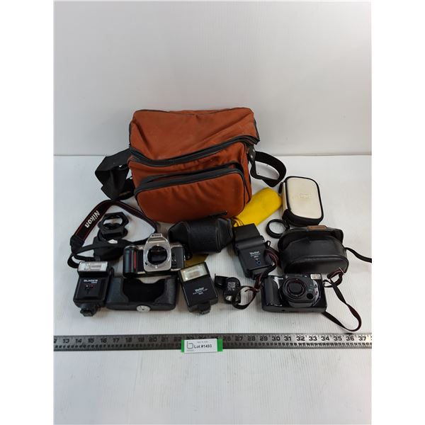 (2) Film Cameras (Nikon & Canon), Carry Cases/Accessories - Different Brands