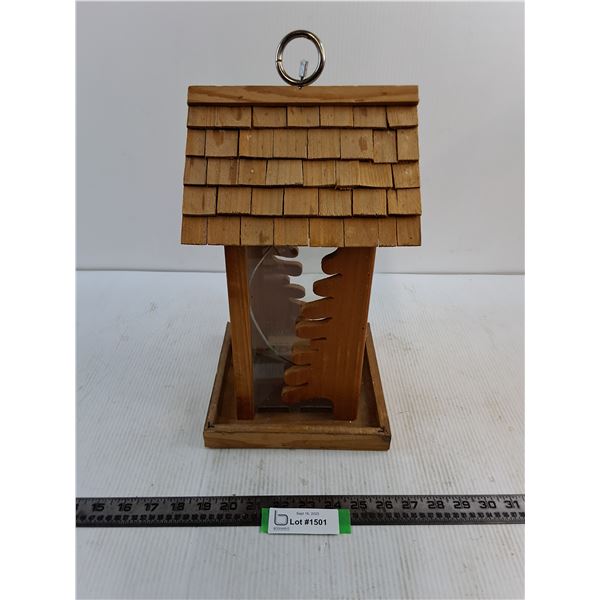 Hanging Wooden Bird Feeder - 16x9x9"