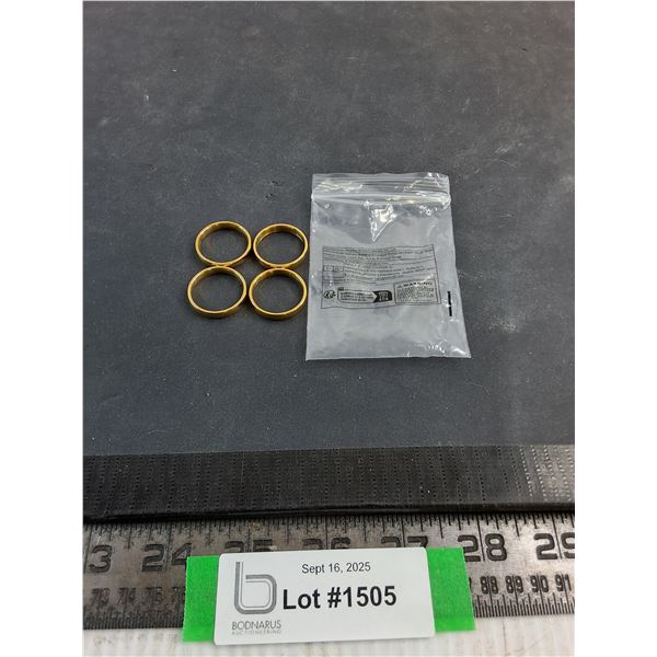 ^ (4) 18K "Gold" Rings from China - Non-Magnetic, .12 oz, Size 10.5 - Authenticity Not Guaranteed