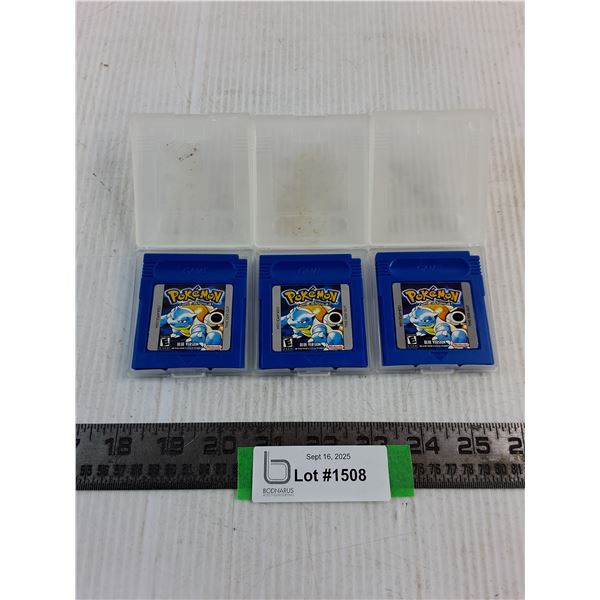 (3) Replica Pokemon Nintendo Gameboy Cartridges - As Is, Cannot Authenticate