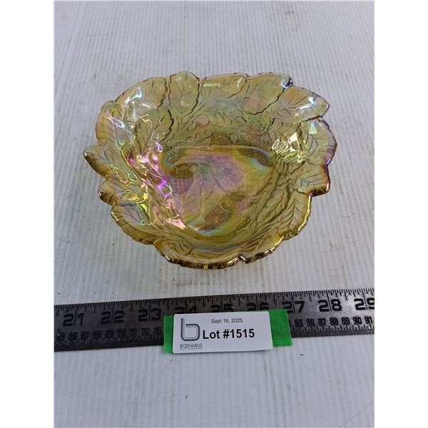 Amber Iridescent Carnival Glass Trinket Dish