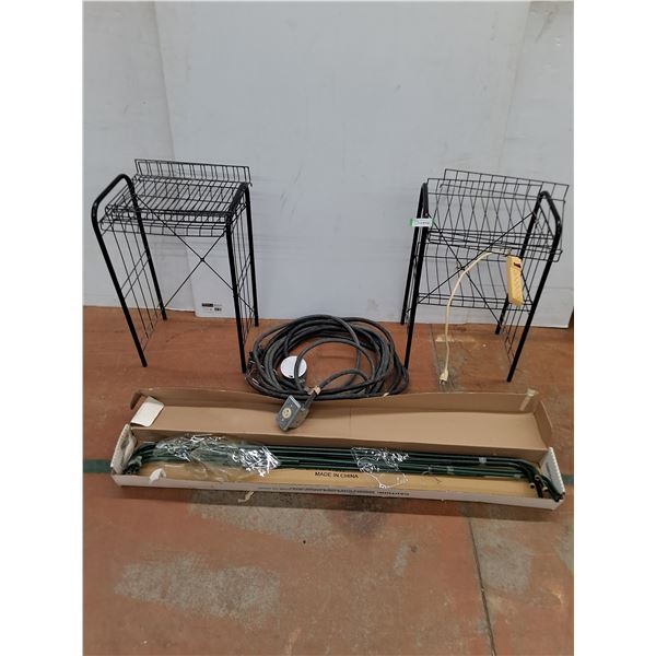 * 30' Electrical Cord, Pair Metal Shelf Units 28x11x18", Plant Light Stand, Power Bar - Pickup Only