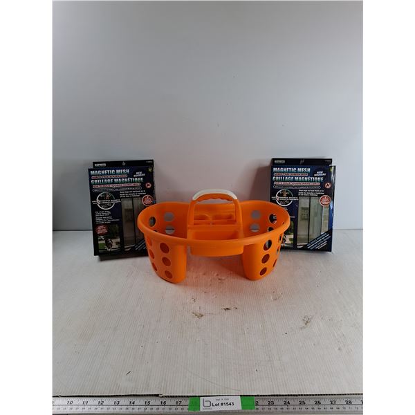 Plastic Organizer, (2) Magnetic Mesh Screen Door